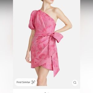 Monique lhuillier pink one shoulder dress
